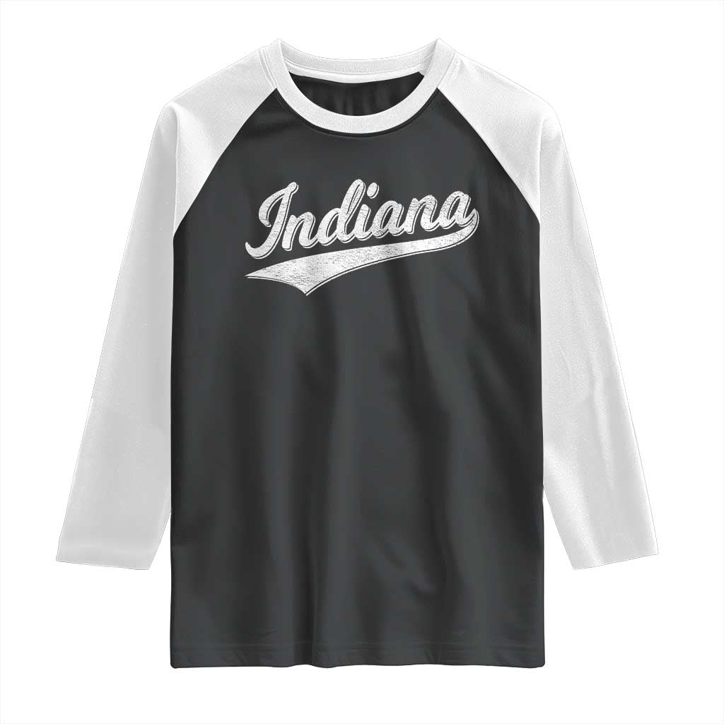 Vintage Indiana Retro Throwback Distressed Raglan Shirt Retro Classic IN State Pride - Wonder Print Shop