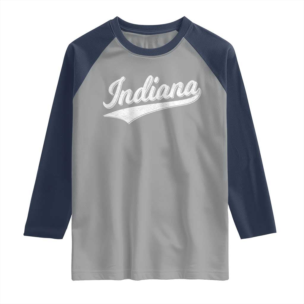 Vintage Indiana Retro Throwback Distressed Raglan Shirt Retro Classic IN State Pride - Wonder Print Shop