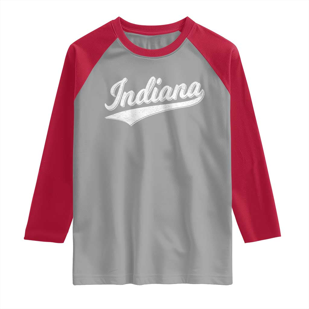 Vintage Indiana Retro Throwback Distressed Raglan Shirt Retro Classic IN State Pride - Wonder Print Shop