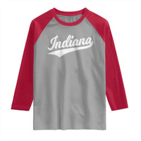 Vintage Indiana Retro Throwback Distressed Raglan Shirt Retro Classic IN State Pride - Wonder Print Shop