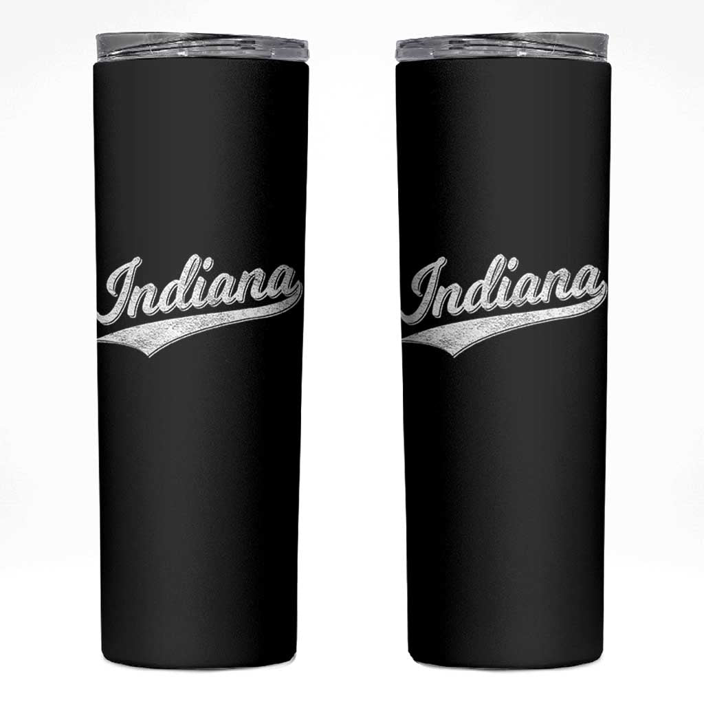 Vintage Indiana Retro Throwback Distressed Skinny Tumbler Retro Classic IN State Pride - Wonder Print Shop