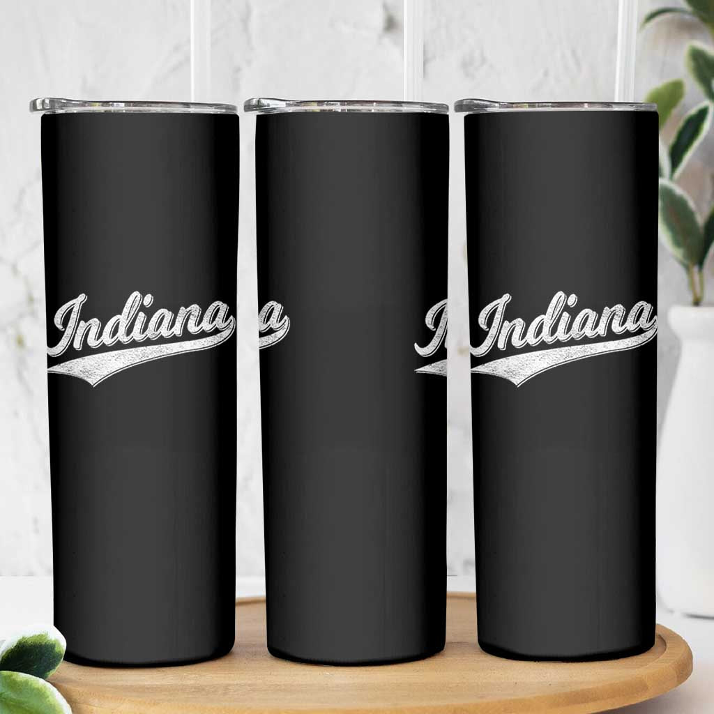 Vintage Indiana Retro Throwback Distressed Skinny Tumbler Retro Classic IN State Pride - Wonder Print Shop