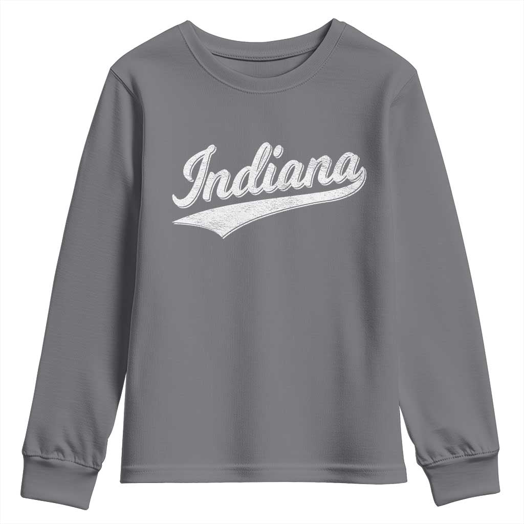 Vintage Indiana Retro Throwback Distressed Youth Sweatshirt Retro Classic IN State Pride - Wonder Print Shop