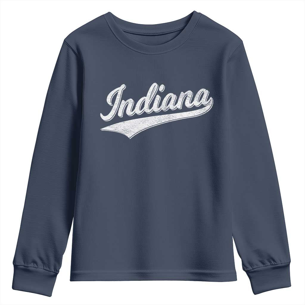 Vintage Indiana Retro Throwback Distressed Youth Sweatshirt Retro Classic IN State Pride - Wonder Print Shop
