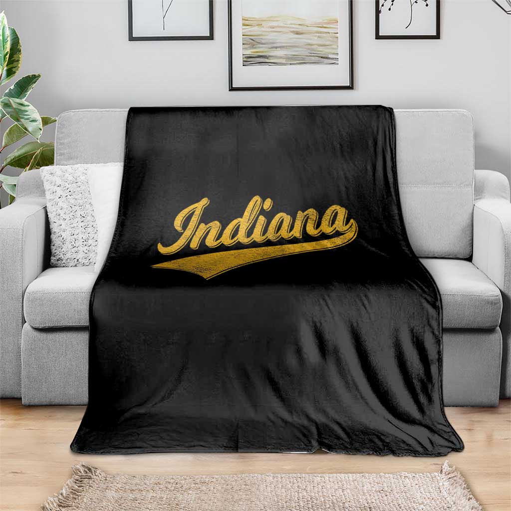 Vintage Indiana Retro Yellow Throwback Distressed Throw Blanket Retro Classic IN State Pride - Wonder Print Shop