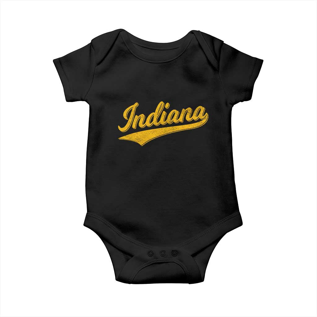 Vintage Indiana Retro Yellow Throwback Distressed Baby Onesie Retro Classic IN State Pride - Wonder Print Shop