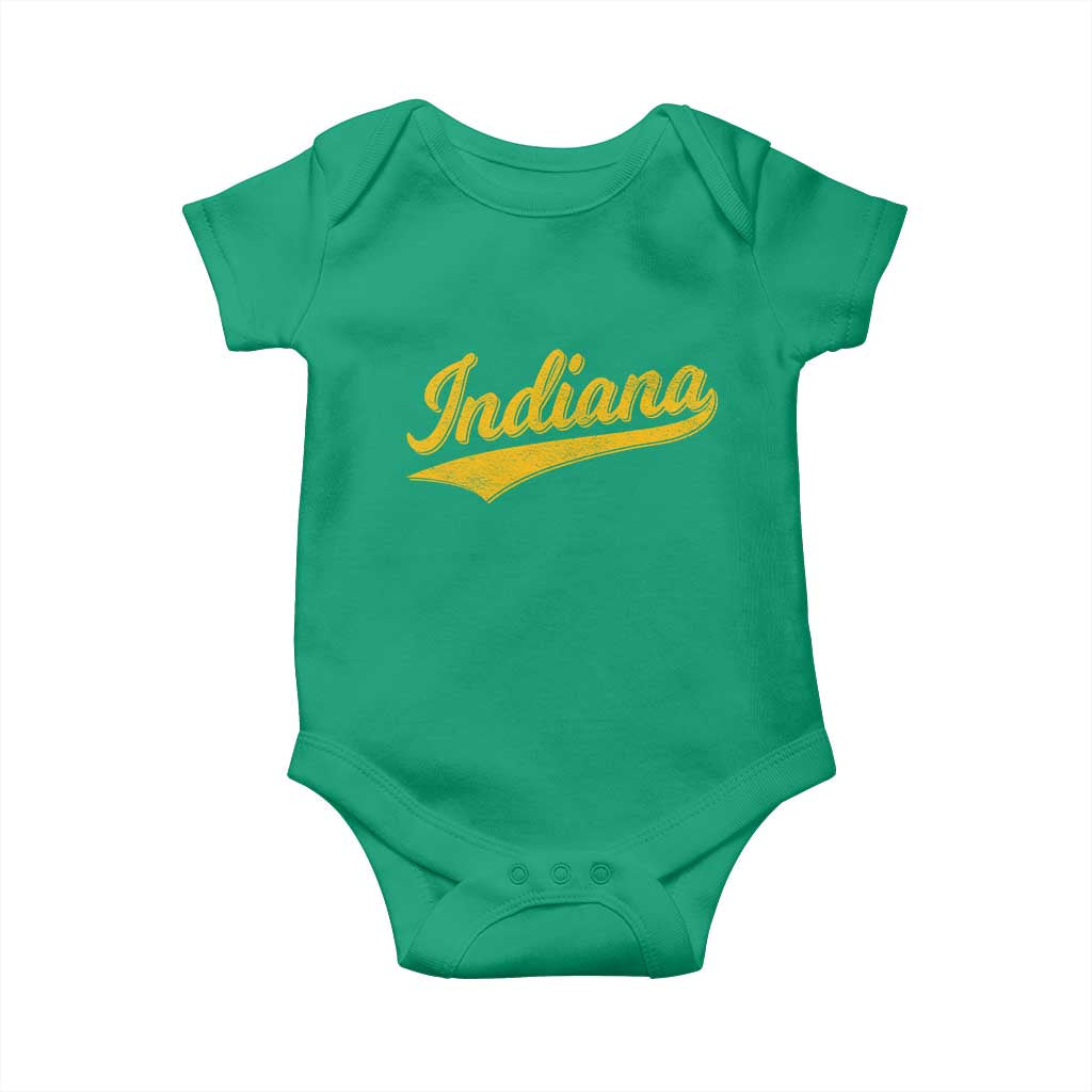 Vintage Indiana Retro Yellow Throwback Distressed Baby Onesie Retro Classic IN State Pride - Wonder Print Shop