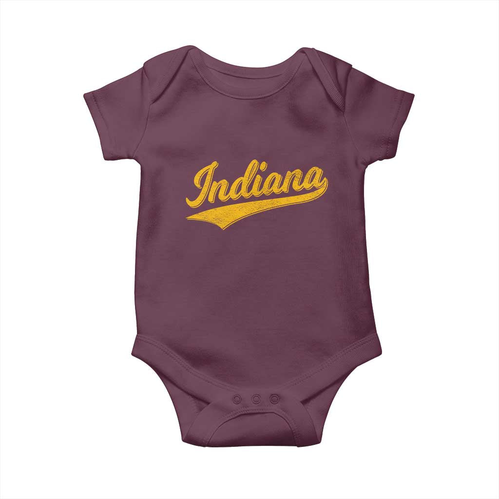 Vintage Indiana Retro Yellow Throwback Distressed Baby Onesie Retro Classic IN State Pride - Wonder Print Shop