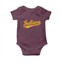 Vintage Indiana Retro Yellow Throwback Distressed Baby Onesie Retro Classic IN State Pride - Wonder Print Shop