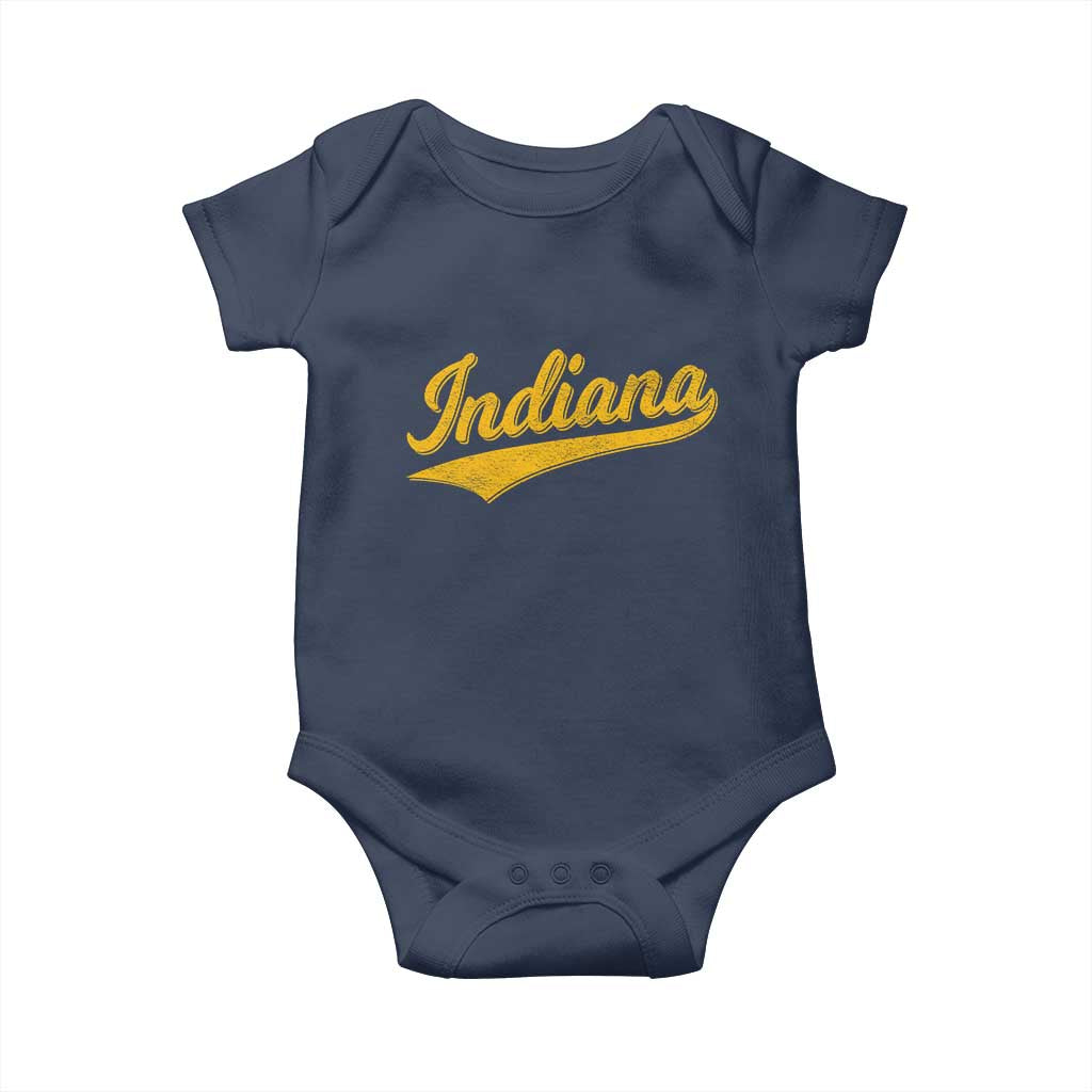 Vintage Indiana Retro Yellow Throwback Distressed Baby Onesie Retro Classic IN State Pride - Wonder Print Shop