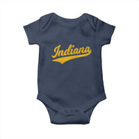 Vintage Indiana Retro Yellow Throwback Distressed Baby Onesie Retro Classic IN State Pride - Wonder Print Shop