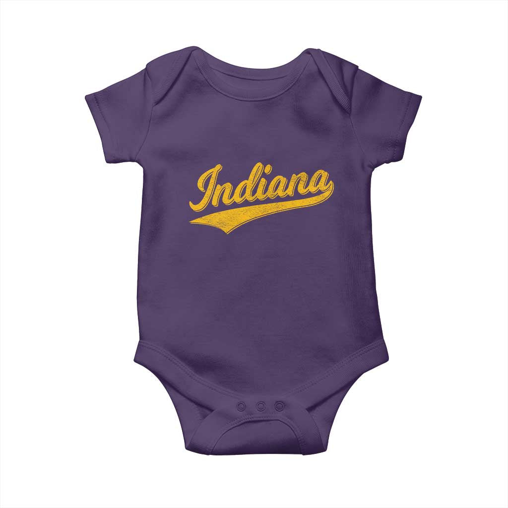 Vintage Indiana Retro Yellow Throwback Distressed Baby Onesie Retro Classic IN State Pride - Wonder Print Shop