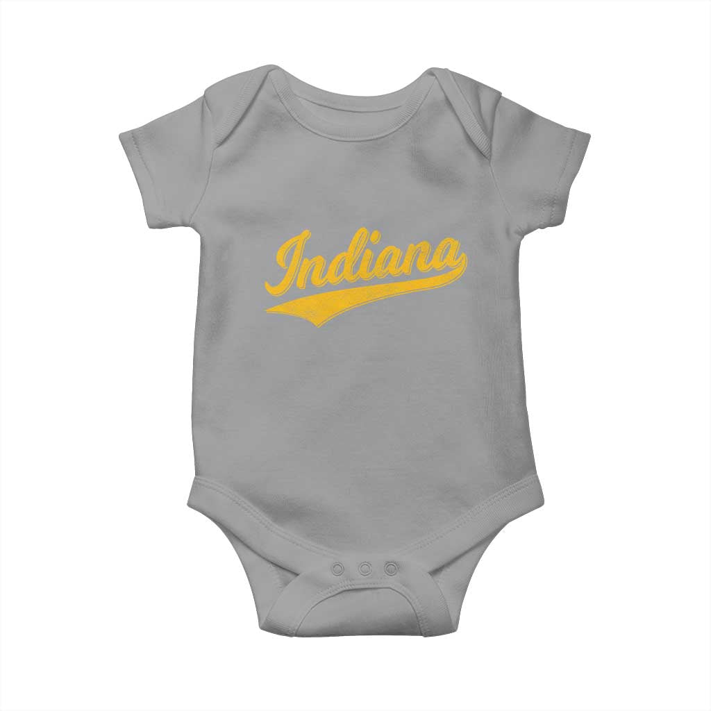 Vintage Indiana Retro Yellow Throwback Distressed Baby Onesie Retro Classic IN State Pride - Wonder Print Shop
