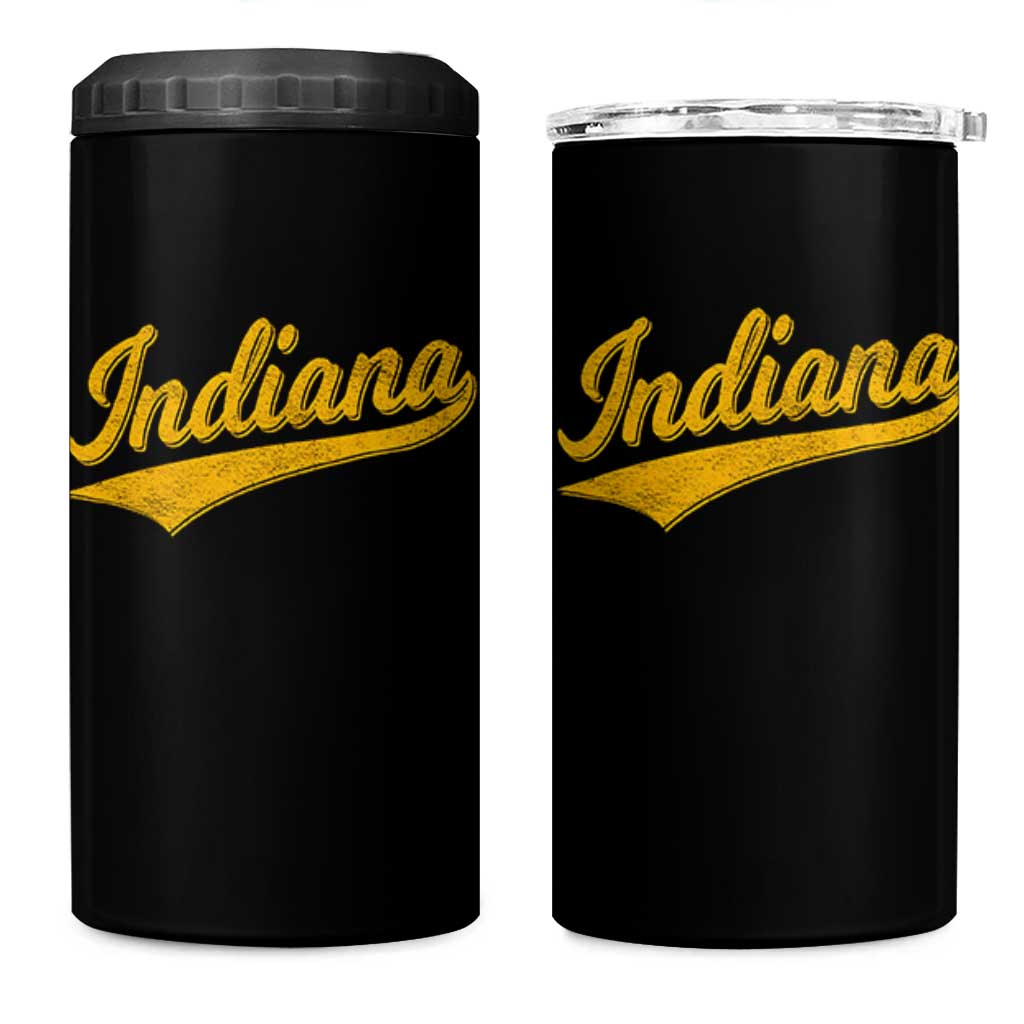 Vintage Indiana Retro Yellow Throwback Distressed 4 in 1 Can Cooler Tumbler Retro Classic IN State Pride - Wonder Print Shop