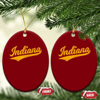 Vintage Indiana Retro Yellow Throwback Distressed Ceramic Ornament Retro Classic IN State Pride - Wonder Print Shop