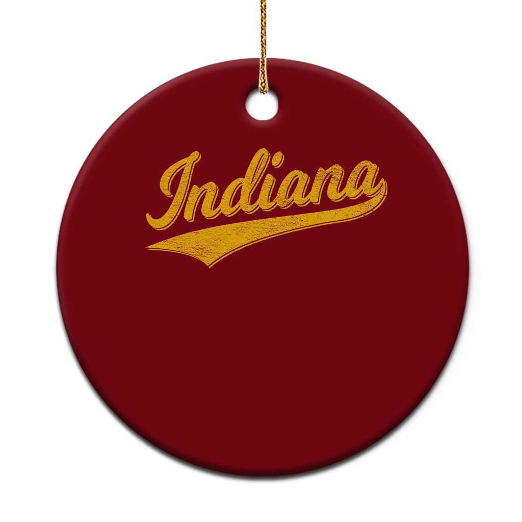 Vintage Indiana Retro Yellow Throwback Distressed Ceramic Ornament Retro Classic IN State Pride - Wonder Print Shop