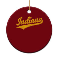 Vintage Indiana Retro Yellow Throwback Distressed Ceramic Ornament Retro Classic IN State Pride - Wonder Print Shop