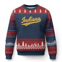 Vintage Indiana Retro Yellow Throwback Distressed Ugly Christmas Sweater Retro Classic IN State Pride - Wonder Print Shop