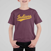 Vintage Indiana Retro Yellow Throwback Distressed T Shirt For Kid Retro Classic IN State Pride - Wonder Print Shop
