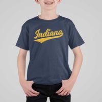 Vintage Indiana Retro Yellow Throwback Distressed T Shirt For Kid Retro Classic IN State Pride - Wonder Print Shop