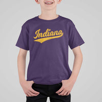 Vintage Indiana Retro Yellow Throwback Distressed T Shirt For Kid Retro Classic IN State Pride - Wonder Print Shop