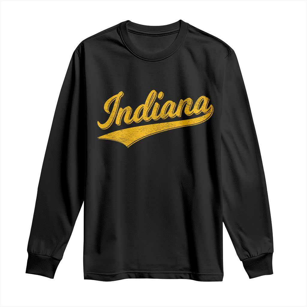 Vintage Indiana Retro Yellow Throwback Distressed Long Sleeve Shirt Retro Classic IN State Pride - Wonder Print Shop