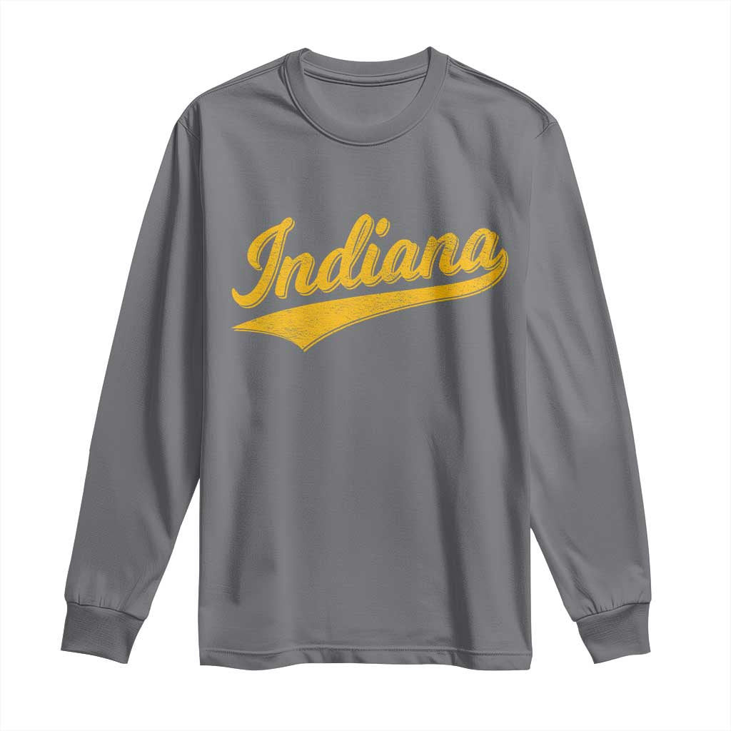 Vintage Indiana Retro Yellow Throwback Distressed Long Sleeve Shirt Retro Classic IN State Pride - Wonder Print Shop