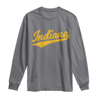 Vintage Indiana Retro Yellow Throwback Distressed Long Sleeve Shirt Retro Classic IN State Pride - Wonder Print Shop