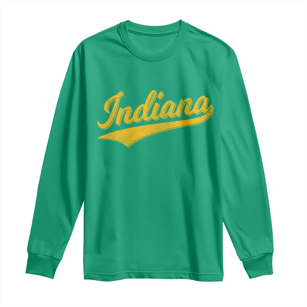 Vintage Indiana Retro Yellow Throwback Distressed Long Sleeve Shirt Retro Classic IN State Pride - Wonder Print Shop