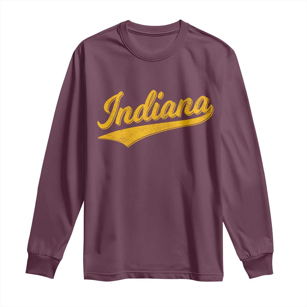 Vintage Indiana Retro Yellow Throwback Distressed Long Sleeve Shirt Retro Classic IN State Pride - Wonder Print Shop