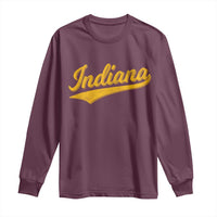 Vintage Indiana Retro Yellow Throwback Distressed Long Sleeve Shirt Retro Classic IN State Pride - Wonder Print Shop