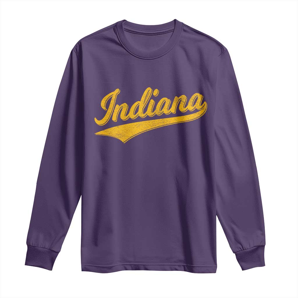Vintage Indiana Retro Yellow Throwback Distressed Long Sleeve Shirt Retro Classic IN State Pride - Wonder Print Shop