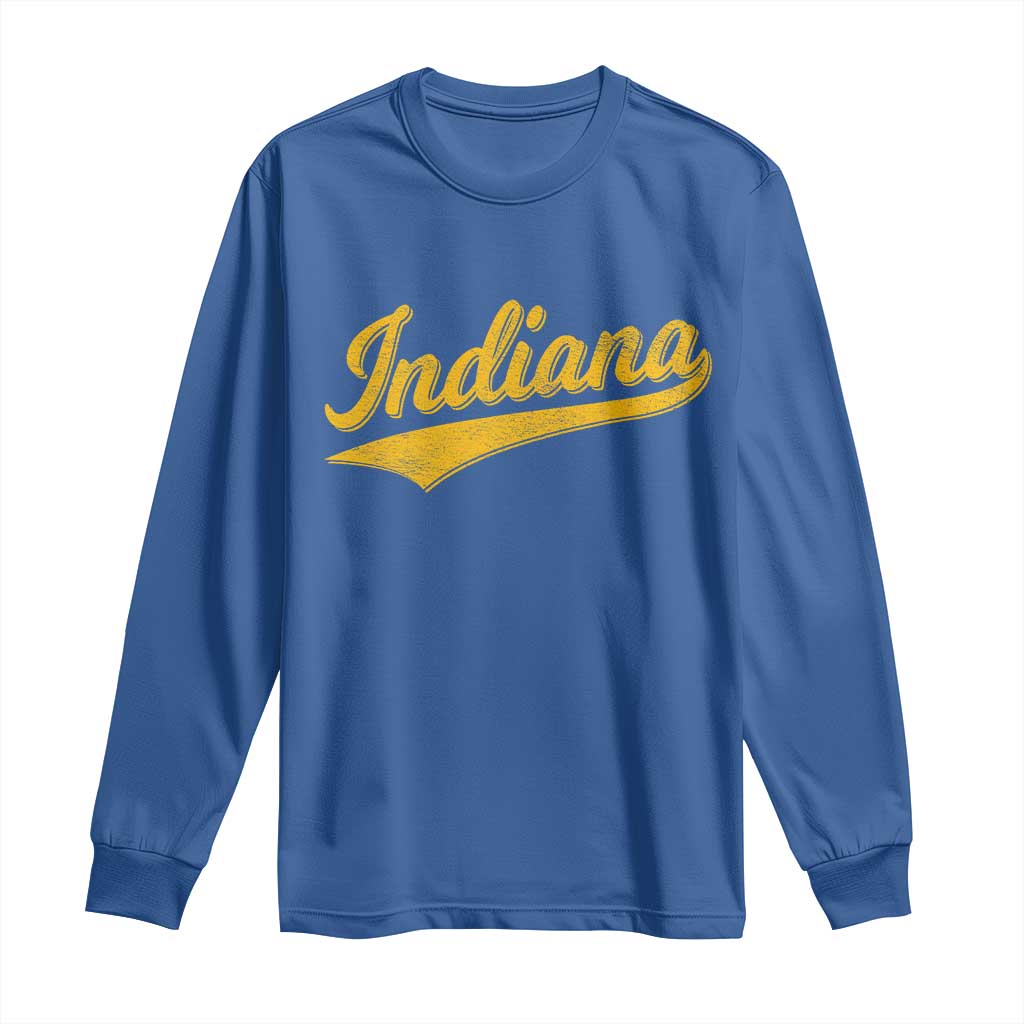 Vintage Indiana Retro Yellow Throwback Distressed Long Sleeve Shirt Retro Classic IN State Pride - Wonder Print Shop