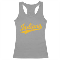 Vintage Indiana Retro Yellow Throwback Distressed Racerback Tank Top Retro Classic IN State Pride - Wonder Print Shop