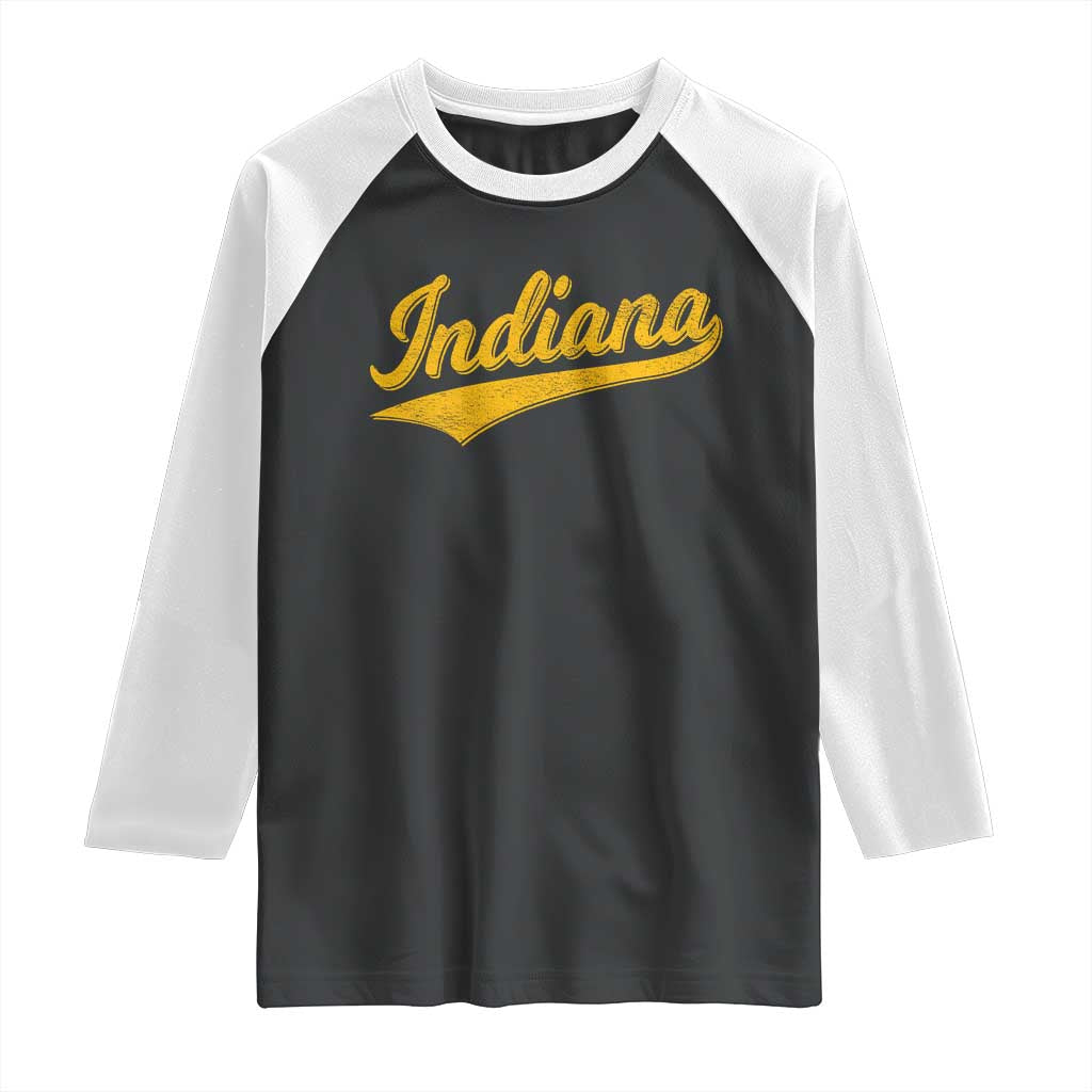 Vintage Indiana Retro Yellow Throwback Distressed Raglan Shirt Retro Classic IN State Pride - Wonder Print Shop