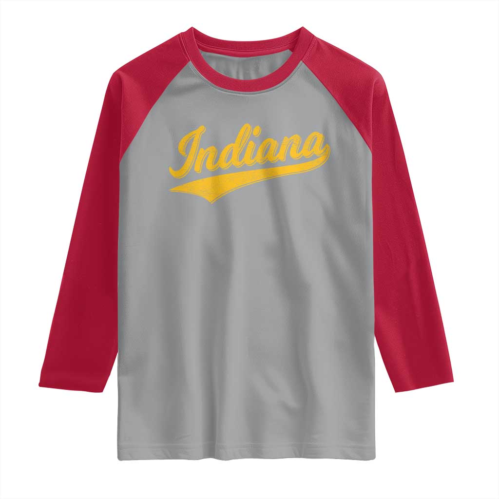 Vintage Indiana Retro Yellow Throwback Distressed Raglan Shirt Retro Classic IN State Pride - Wonder Print Shop