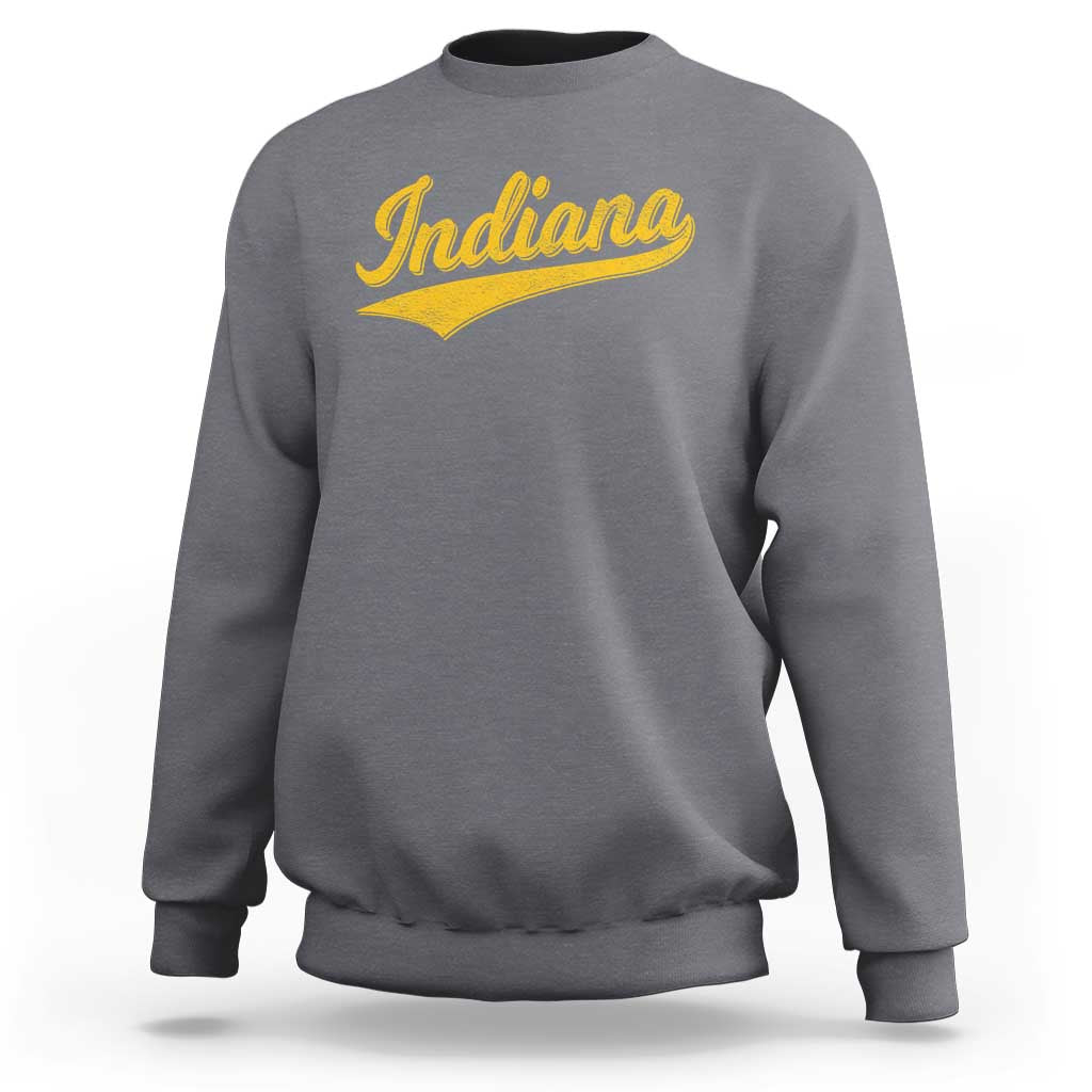 Vintage Indiana Retro Yellow Throwback Distressed Sweatshirt Retro Classic IN State Pride - Wonder Print Shop