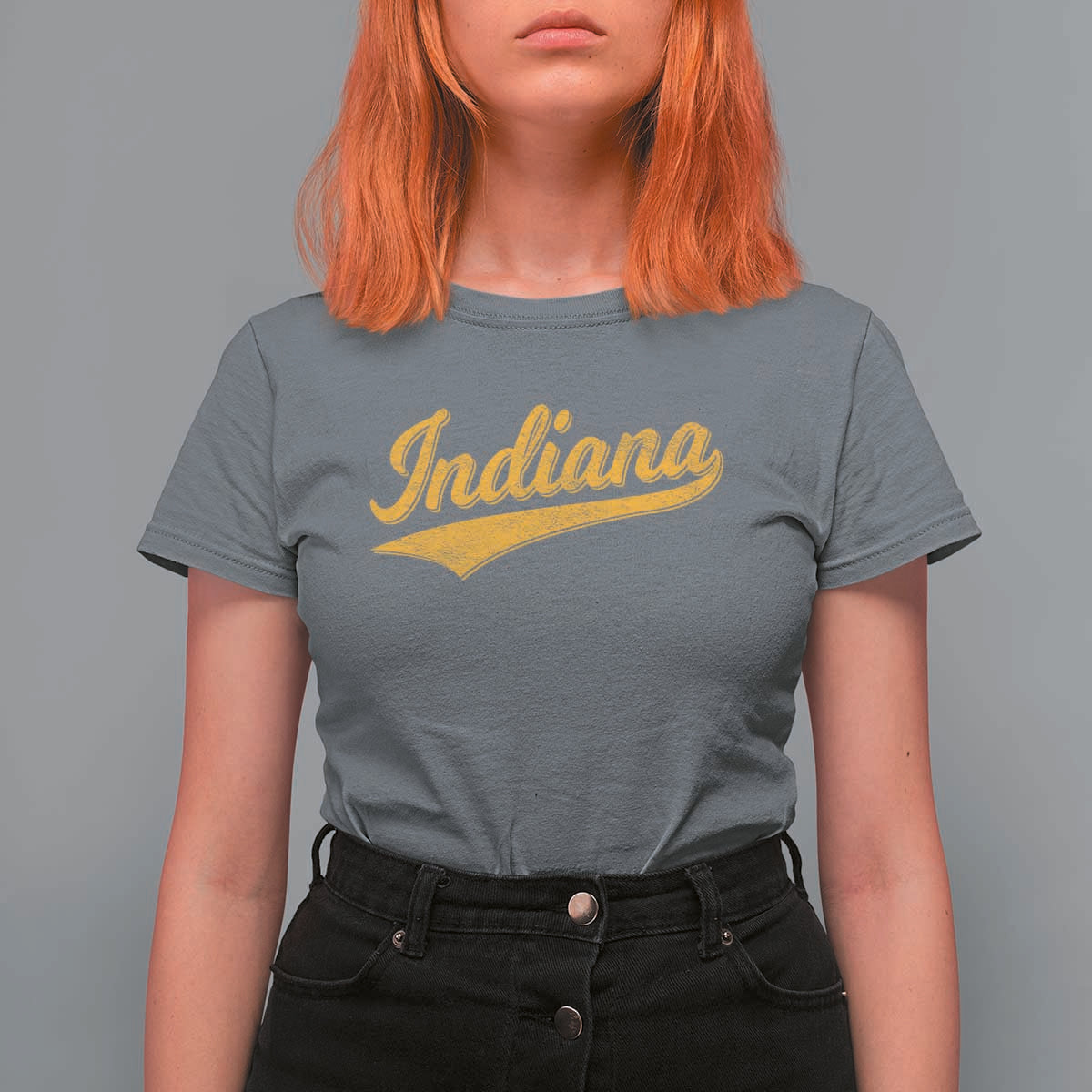 Vintage Indiana Retro Yellow Throwback Distressed T Shirt For Women Retro Classic IN State Pride - Wonder Print Shop