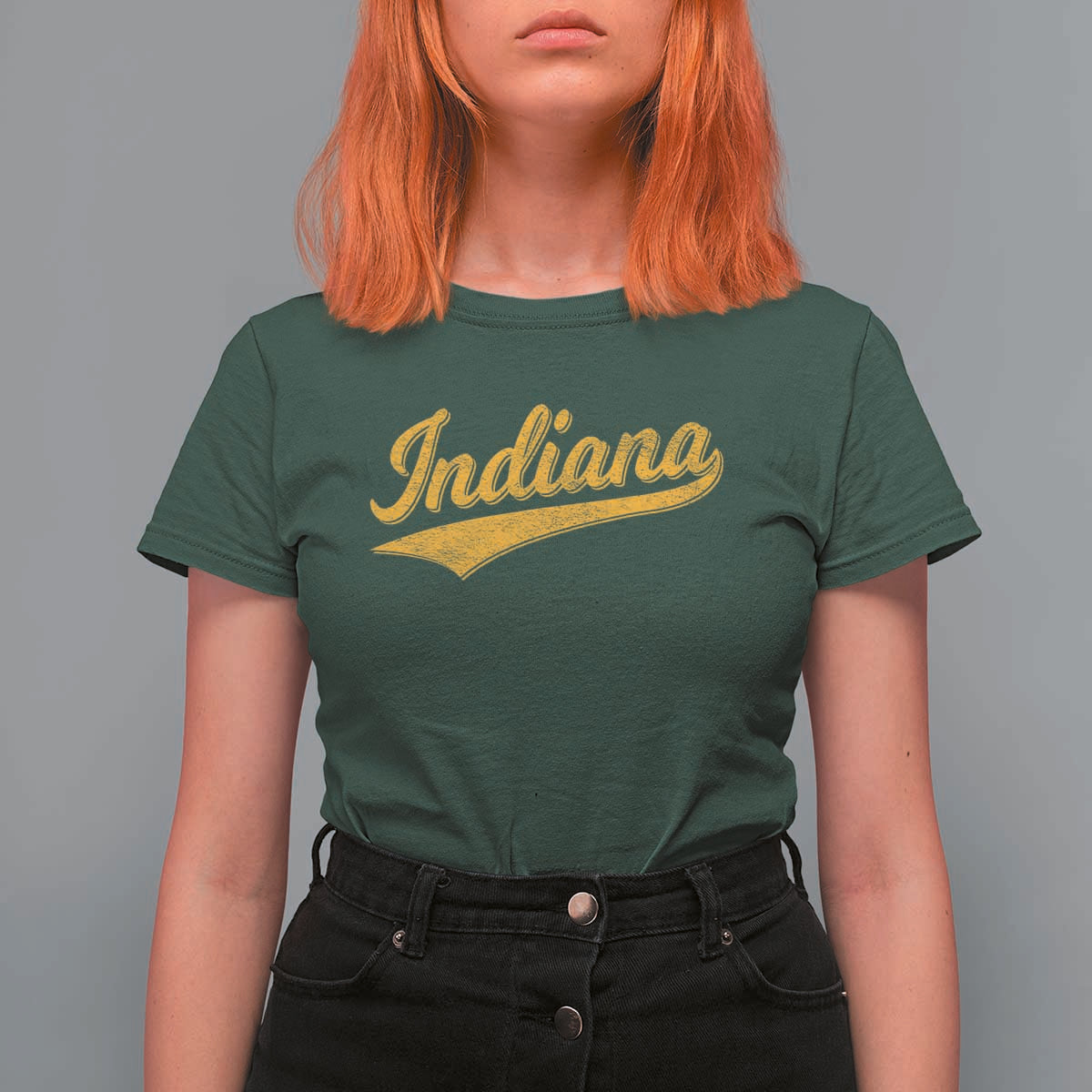 Vintage Indiana Retro Yellow Throwback Distressed T Shirt For Women Retro Classic IN State Pride - Wonder Print Shop