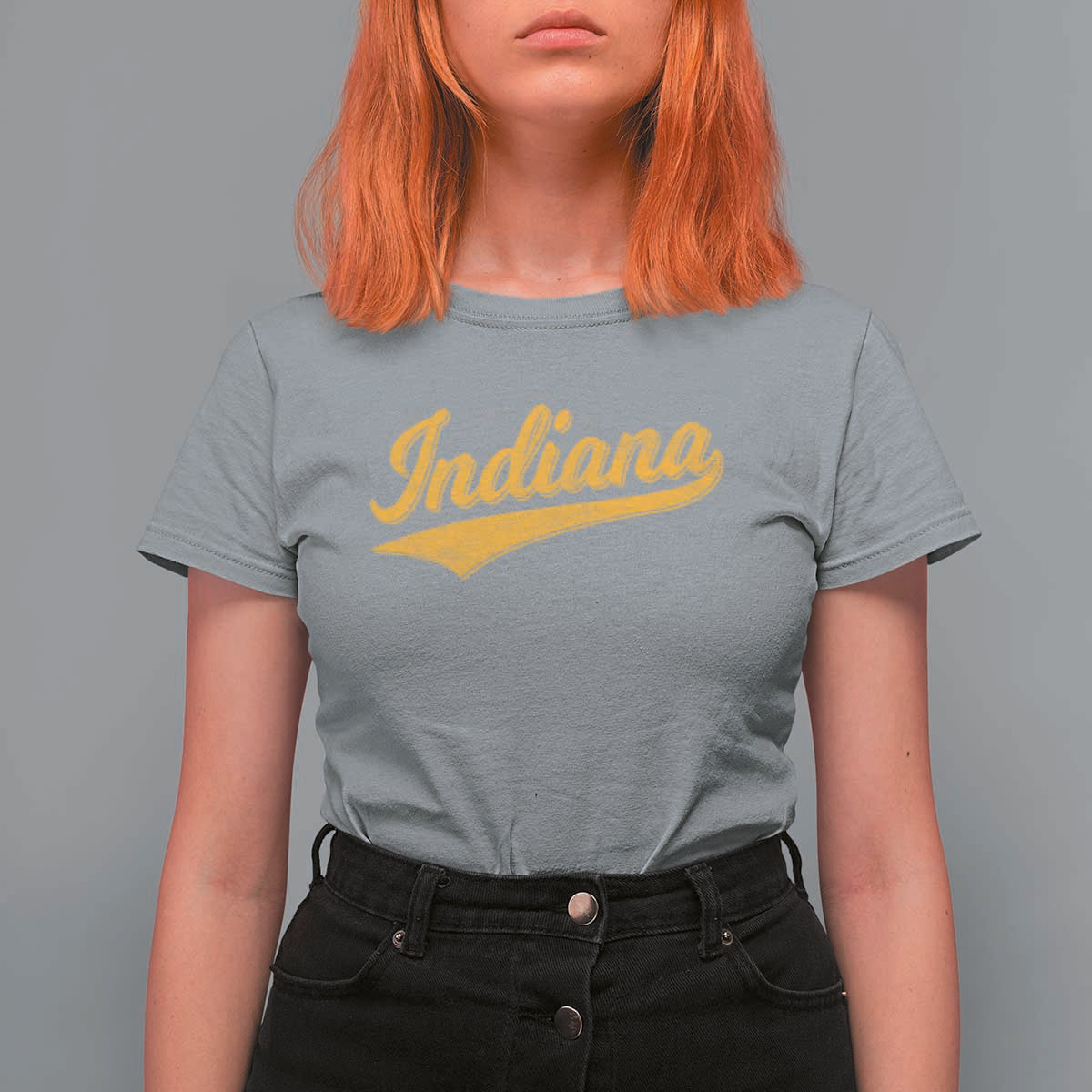 Vintage Indiana Retro Yellow Throwback Distressed T Shirt For Women Retro Classic IN State Pride - Wonder Print Shop