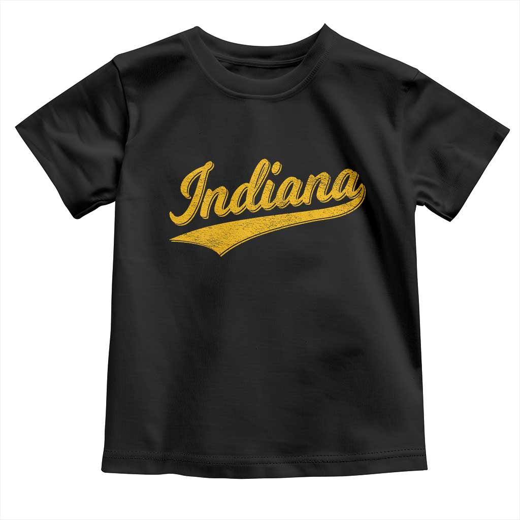 Vintage Indiana Retro Yellow Throwback Distressed Toddler T Shirt Retro Classic IN State Pride - Wonder Print Shop