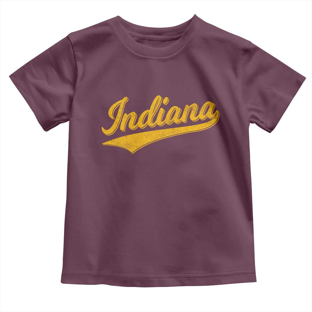 Vintage Indiana Retro Yellow Throwback Distressed Toddler T Shirt Retro Classic IN State Pride - Wonder Print Shop