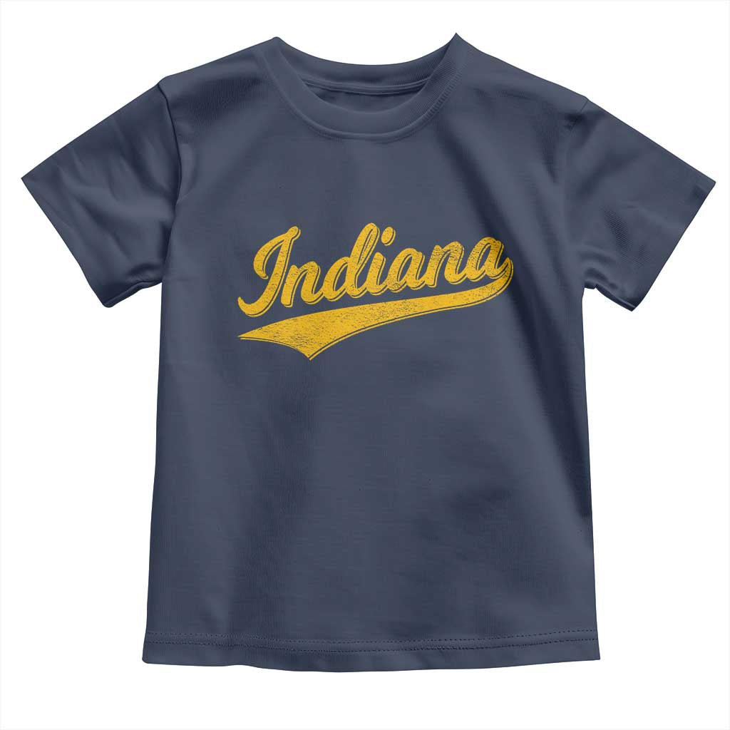 Vintage Indiana Retro Yellow Throwback Distressed Toddler T Shirt Retro Classic IN State Pride - Wonder Print Shop
