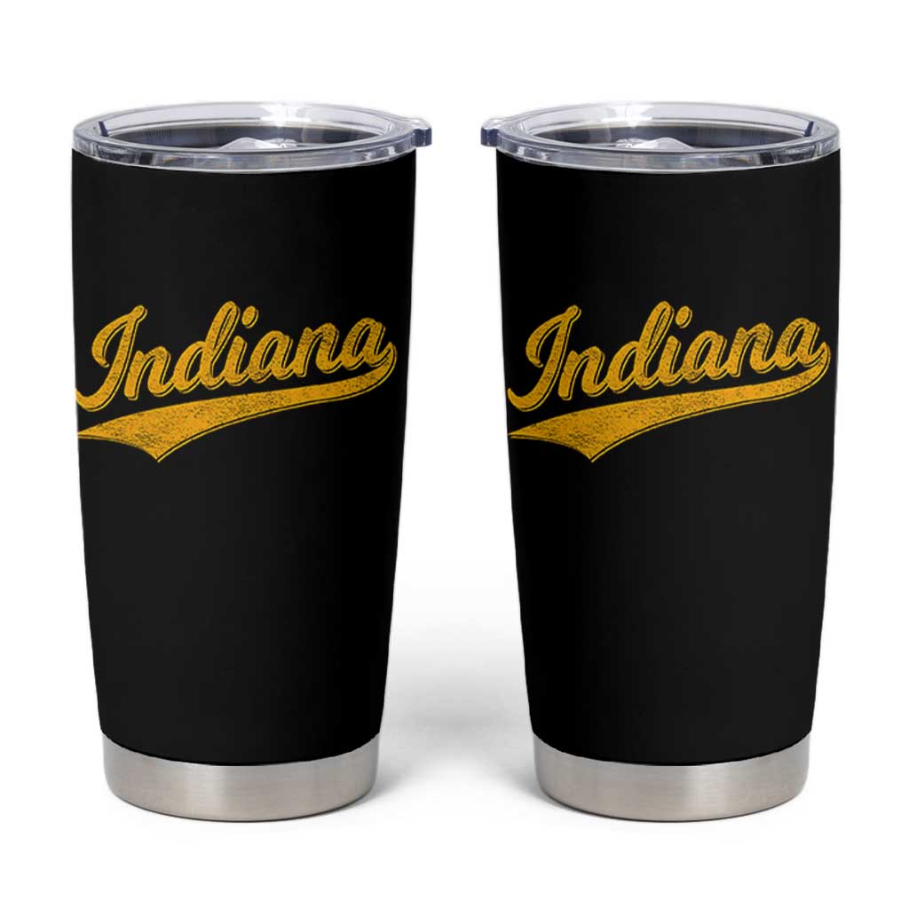 Vintage Indiana Retro Yellow Throwback Distressed Tumbler Cup Retro Classic IN State Pride - Wonder Print Shop