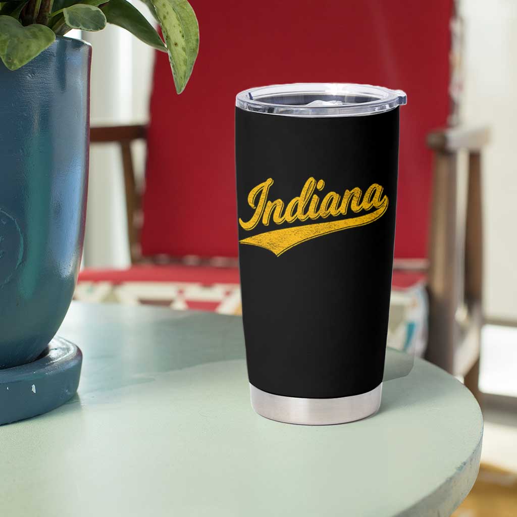 Vintage Indiana Retro Yellow Throwback Distressed Tumbler Cup Retro Classic IN State Pride - Wonder Print Shop