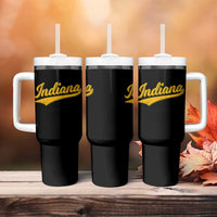 Vintage Indiana Retro Yellow Throwback Distressed Tumbler With Handle Retro Classic IN State Pride - Wonder Print Shop