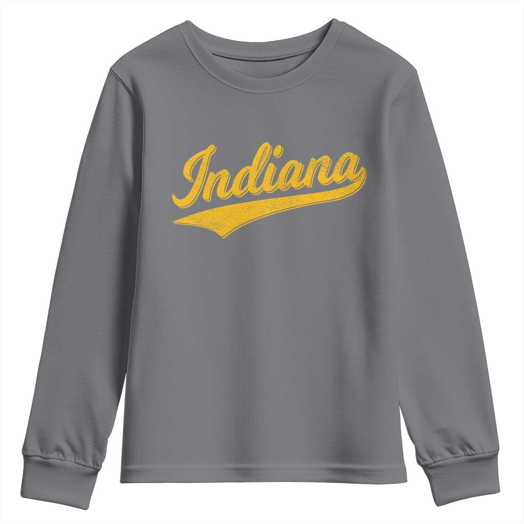 Vintage Indiana Retro Yellow Throwback Distressed Youth Sweatshirt Retro Classic IN State Pride - Wonder Print Shop