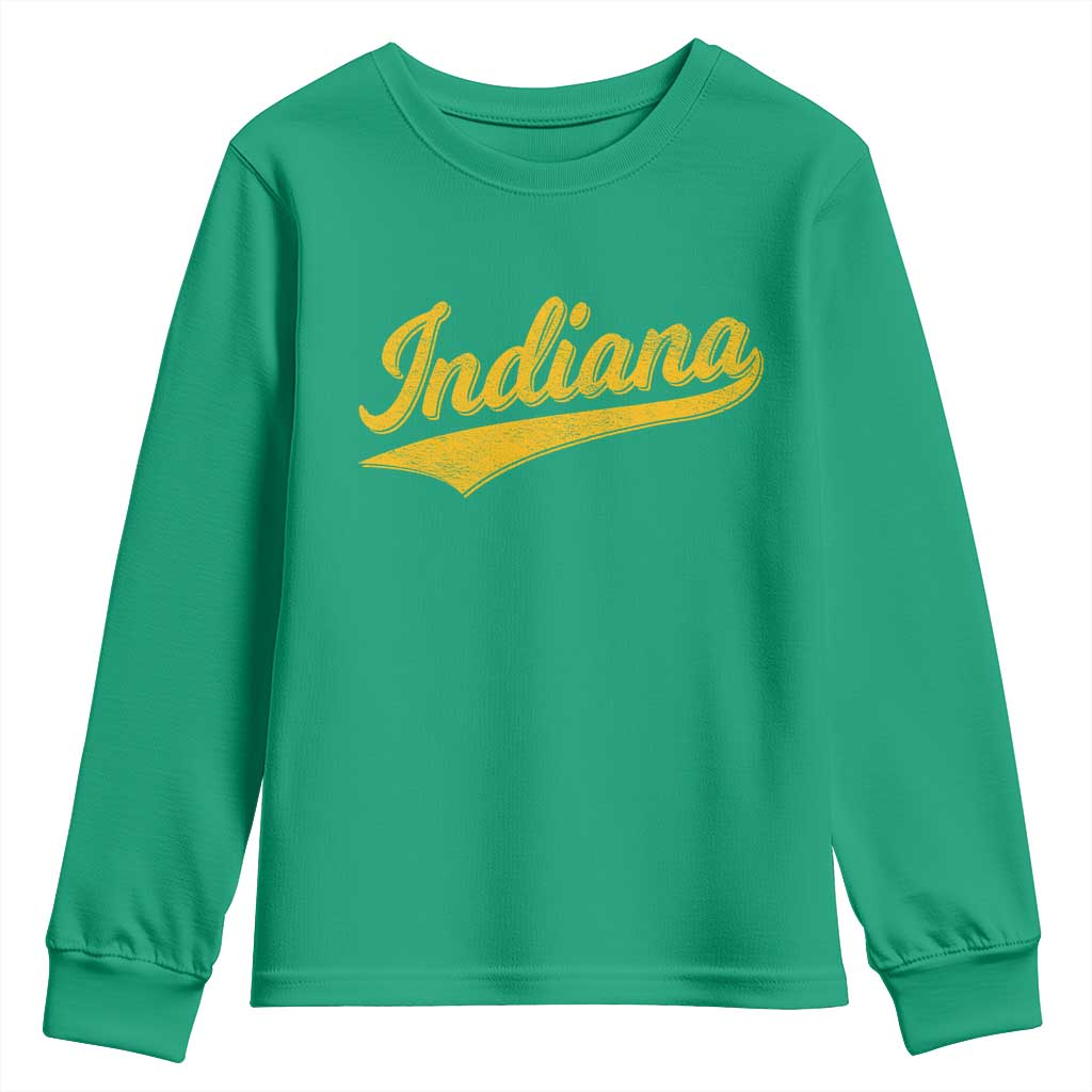 Vintage Indiana Retro Yellow Throwback Distressed Youth Sweatshirt Retro Classic IN State Pride - Wonder Print Shop