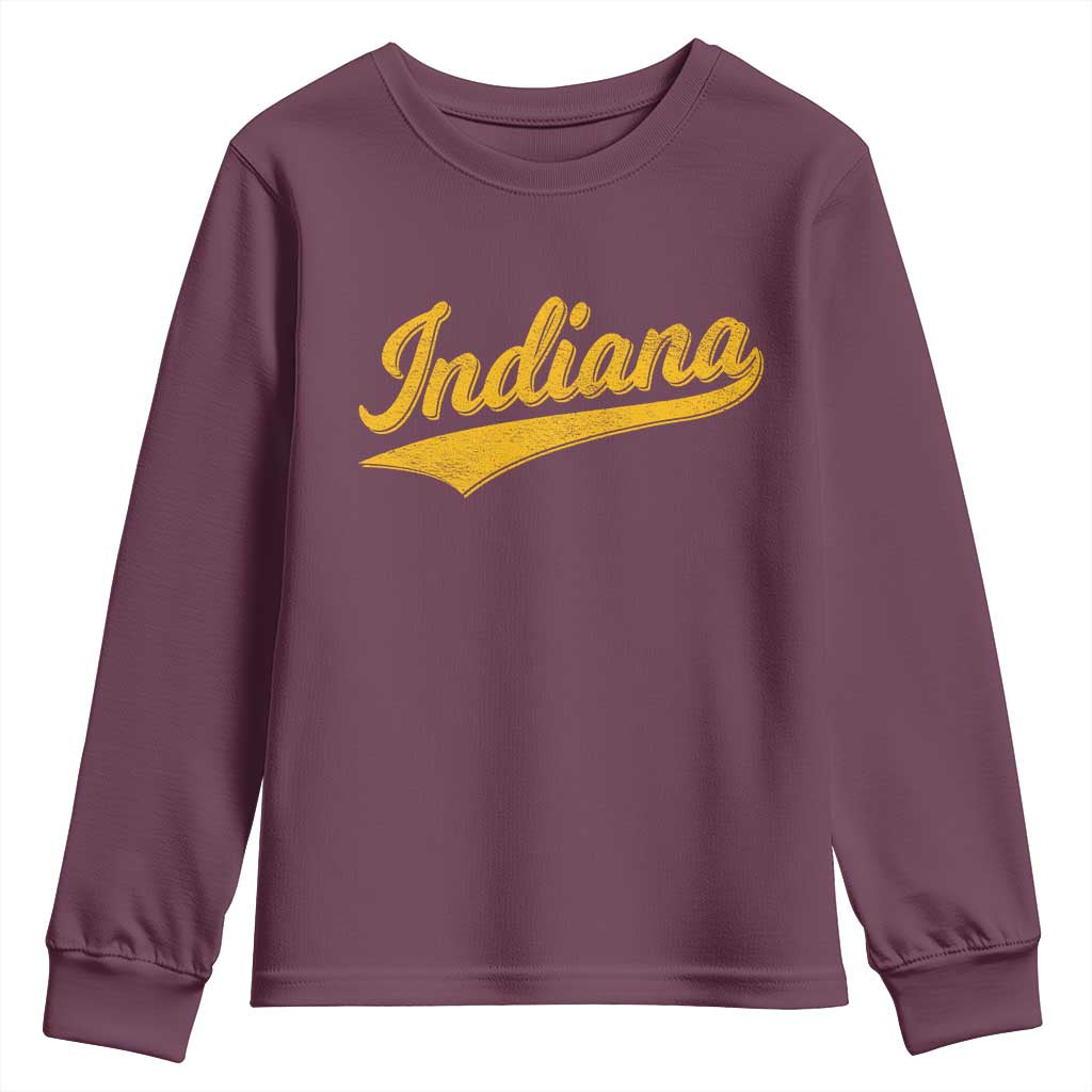 Vintage Indiana Retro Yellow Throwback Distressed Youth Sweatshirt Retro Classic IN State Pride - Wonder Print Shop