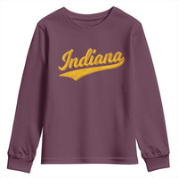 Vintage Indiana Retro Yellow Throwback Distressed Youth Sweatshirt Retro Classic IN State Pride - Wonder Print Shop